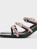 CHARLES & KEITH_Recycled Polyester Crystal-Buckle Heeled Mules_Pink