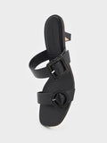 CHARLES & KEITH Women Woven Buckle Heeled Mules Black