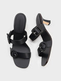 CHARLES & KEITH Women Woven Buckle Heeled Mules Black