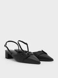 CHARLES & KEITH Woven-Buckle Slingback Pumps Black