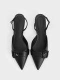 CHARLES & KEITH Woven-Buckle Slingback Pumps Black