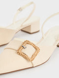 Women Woven Buckle Slingback Pumps Chalk
