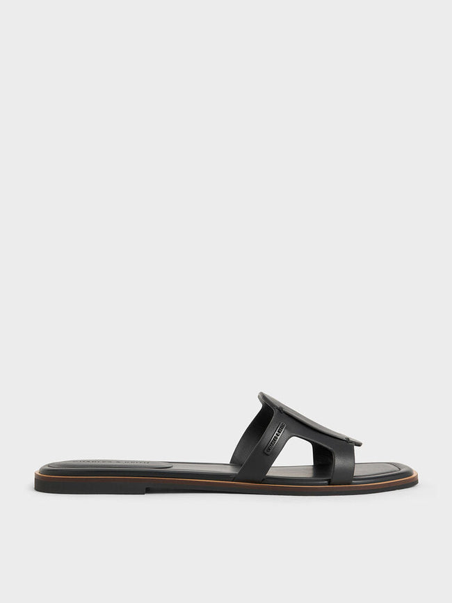 CHARLES & KEITH_Easley Cut-Out Slide Sandals_Black