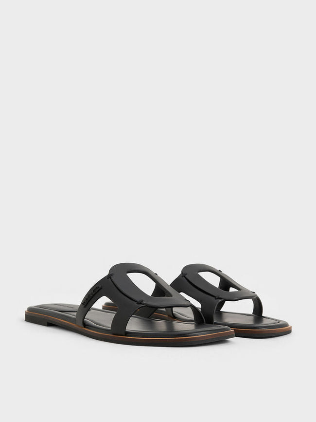 CHARLES & KEITH_Easley Cut-Out Slide Sandals_Black