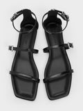 CHARLES & KEITH_Square-Toe Buckled Triple-Strap Sandals_Black Box