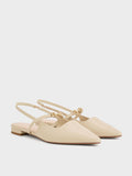 CHARLES & KEITH Metallic-Accent Pointed-Toe Slingback Flats Taupe