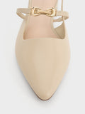 CHARLES & KEITH Metallic-Accent Pointed-Toe Slingback Flats Taupe