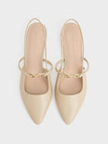 CHARLES & KEITH Metallic-Accent Pointed-Toe Slingback Flats Taupe