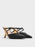 CHARLES & KEITH Women Crossover Strap Sculptural Heel Wedges Black
