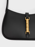 CHARLES & KEITH Women Cesia Metallic-Accent Shoulder Bag_Black