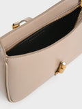 CHARLES & KEITH Cesia Metallic Accent Shoulder Bag Taupe