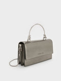 Kristine Sculptural-Handle Long Wallet_Pewter