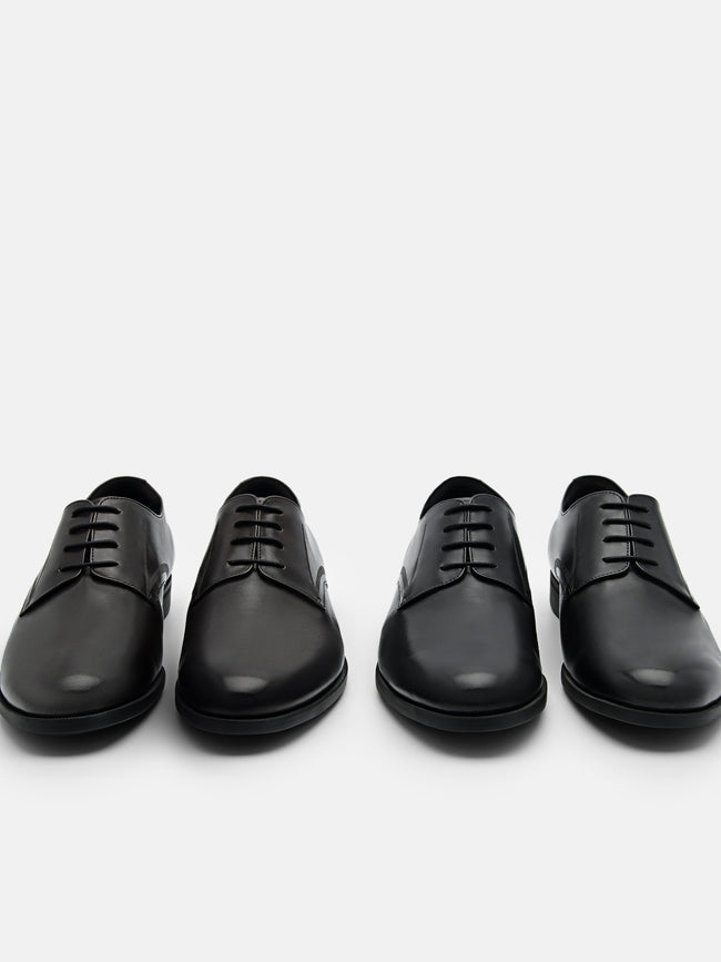 PEDRO Altitude Lightweight Embossed Leather Derby Shoes - Black