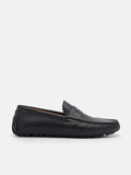 PEDRO Embossed Leather Penny Loafers - Black