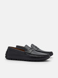 PEDRO Embossed Leather Penny Loafers - Black