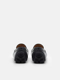 PEDRO Embossed Leather Penny Loafers - Black