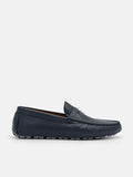 PEDRO Embossed Leather Penny Loafers - Navy