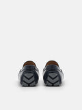 PEDRO Embossed Leather Penny Loafers - Navy
