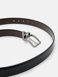 PEDRO Embossed Leather Reversible Pin Belt-Black