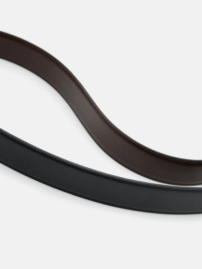 PEDRO Embossed Leather Reversible Pin Belt-Black