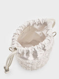 CHARLES & KEITH Women Beaded Chain-Handle Bucket Bag_White