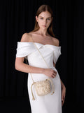 CHARLES & KEITH Women Beaded Chain-Handle Bucket Bag_Champagne