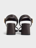 CHARLES & KEITH_Buckled Square-Toe Trapeze-Heel Sandals_Dark Brown