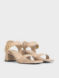 CHARLES & KEITH_Buckled Square-Toe Trapeze-Heel Sandals_Nude