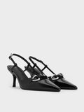 CHARLES & KEITH_Woven Fabric Metallic-Accent Slant-Heel Slingback Pumps_Black Box