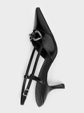 CHARLES & KEITH_Woven Fabric Metallic-Accent Slant-Heel Slingback Pumps_Black Box
