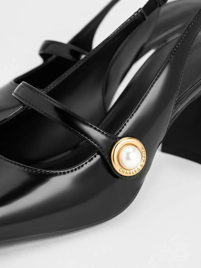 CHARLES & KEITH_Pearl-Accent Mary Jane Pumps_Black Box