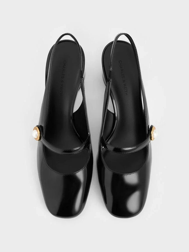 CHARLES & KEITH_Pearl-Accent Mary Jane Pumps_Black Box