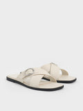 CHARLES & KEITH Crystal-Buckle Crossover-Strap Sandals_Chalk