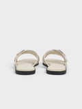 CHARLES & KEITH Crystal-Buckle Crossover-Strap Sandals_Chalk
