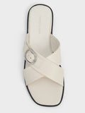 CHARLES & KEITH Crystal-Buckle Crossover-Strap Sandals_Chalk