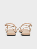 CHARLES & KEITH Metallic Square-Toe Strappy Thong Sandals_Nude
