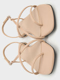 CHARLES & KEITH Metallic Square-Toe Strappy Thong Sandals_Nude