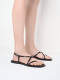 CHARLES & KEITH Square-Toe Strappy Thong Sandals_Black Box