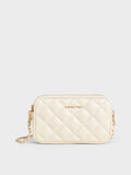 CHARLES & KEITH Mini Apfra Quilted Crossbody Bag Cream