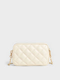 CHARLES & KEITH Mini Apfra Quilted Crossbody Bag Cream