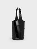 CHARLES & KEITH Women Trin Patent Cylindrical Bucket Bag_Noir