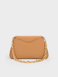 CHARLES & KEITH Women Sybill Trapeze Chain Handle Bag_Toffee