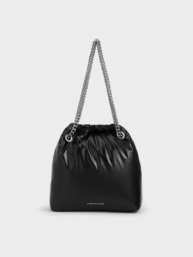 CHARLES & KEITH Caia Chain-Handle Tote Bag_Noir