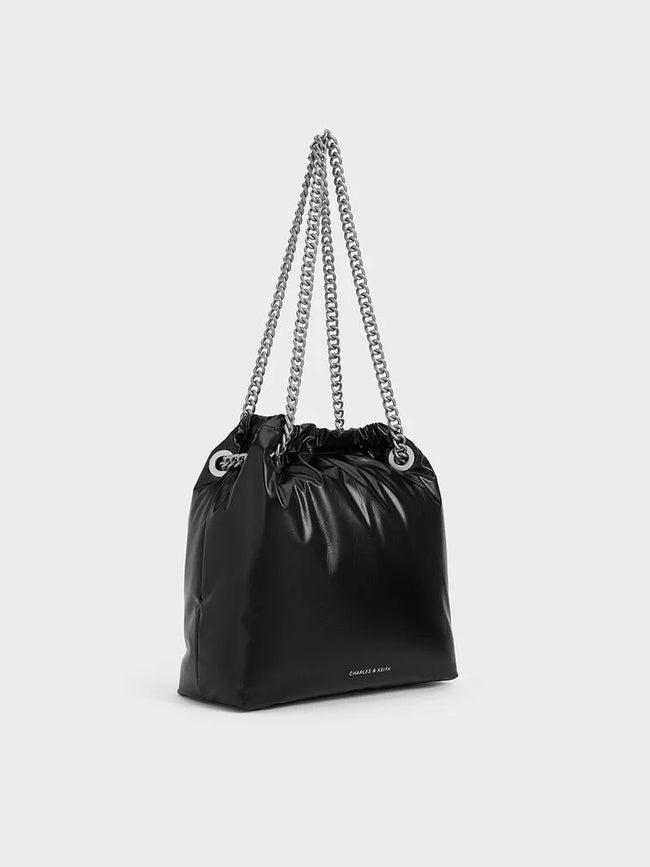 CHARLES & KEITH Caia Chain-Handle Tote Bag_Noir
