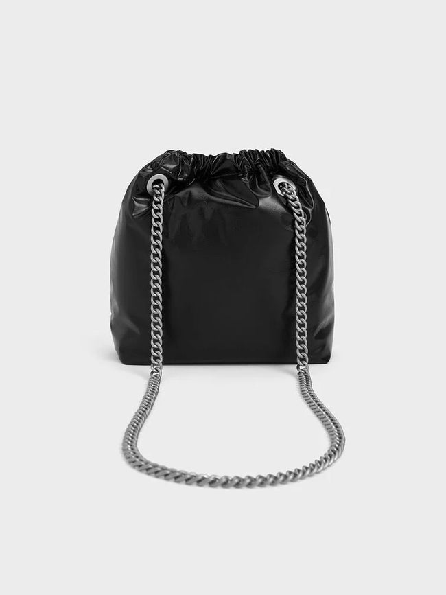 CHARLES & KEITH Caia Chain-Handle Tote Bag_Noir