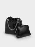 CHARLES & KEITH Caia Chain-Handle Tote Bag_Noir