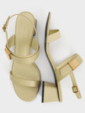 CHARLES & KEITH Yvette Double-Strap Heeled Sandals_Green