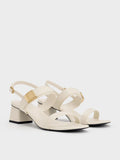 CHARLES & KEITH Yvette Double-Strap Heeled Sandals_Chalk