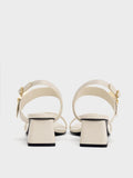 CHARLES & KEITH Yvette Double-Strap Heeled Sandals_Chalk
