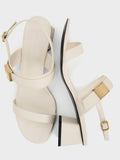 CHARLES & KEITH Yvette Double-Strap Heeled Sandals_Chalk